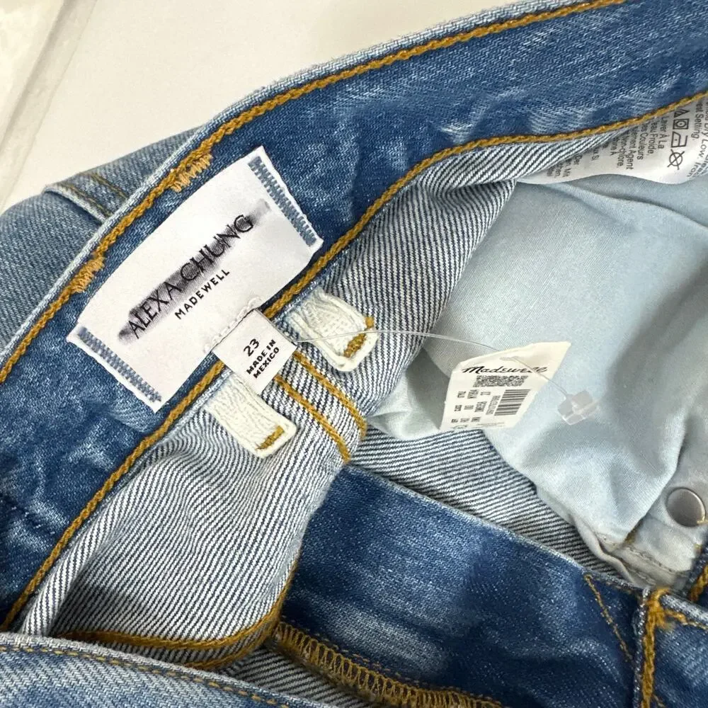 Madewell Alexa Chung Franny Straight Jean Oakwick Wash Blue Rigid US 23 NWT